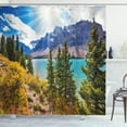 thumbnail image 1 of Ambesonne Landscape Shower Curtain, Canadian Glacial Lake, 69"Wx75"L, Aqua Mauve Green, 1 of 3