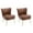 Brown - PU, variant on Guyou Modern Accent Chair Set of 2, Armless Slipper Chair Velvet Upholstered Lounge Chair, Wingback Single Sofa Side Chair with Gold Legs for Living Room Bedroom, Pink