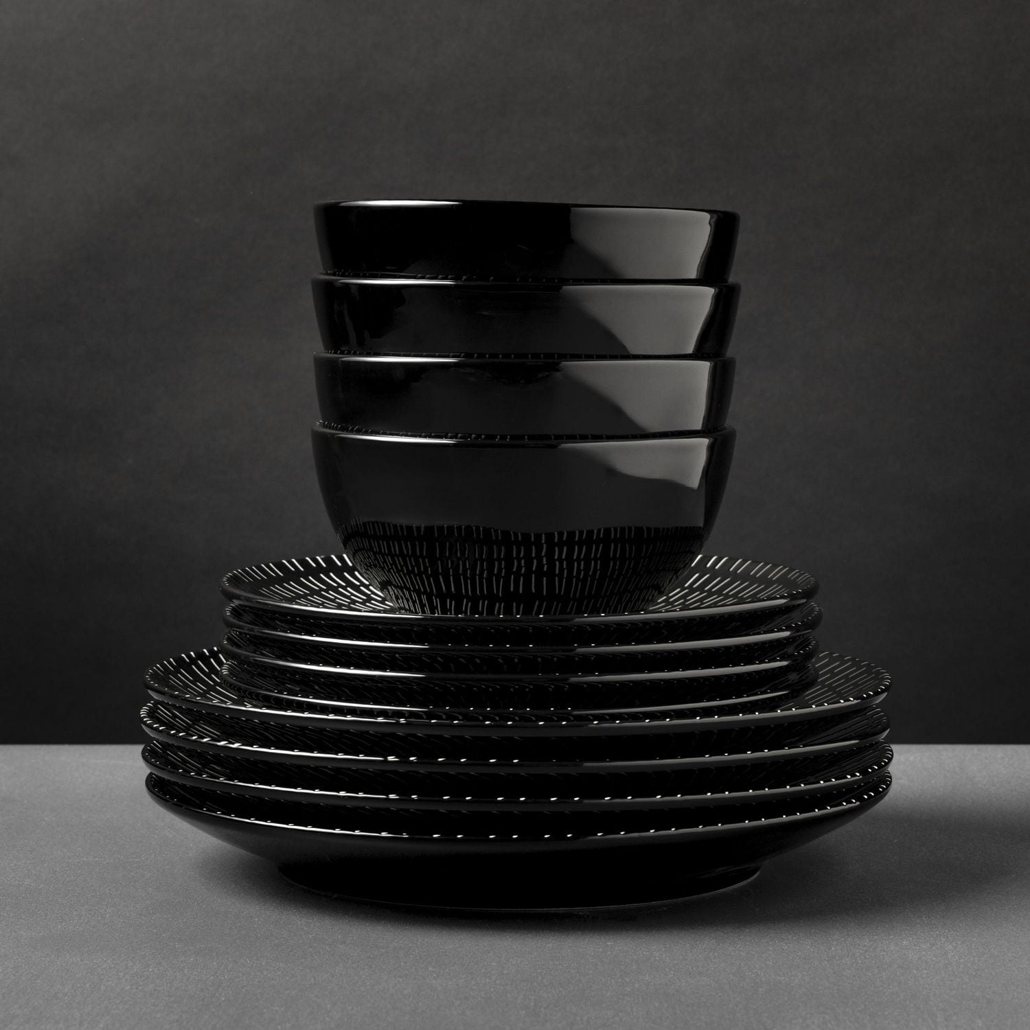 Thyme & Table, Maddox Collection, 12-Piece Stoneware Dinnerware Set