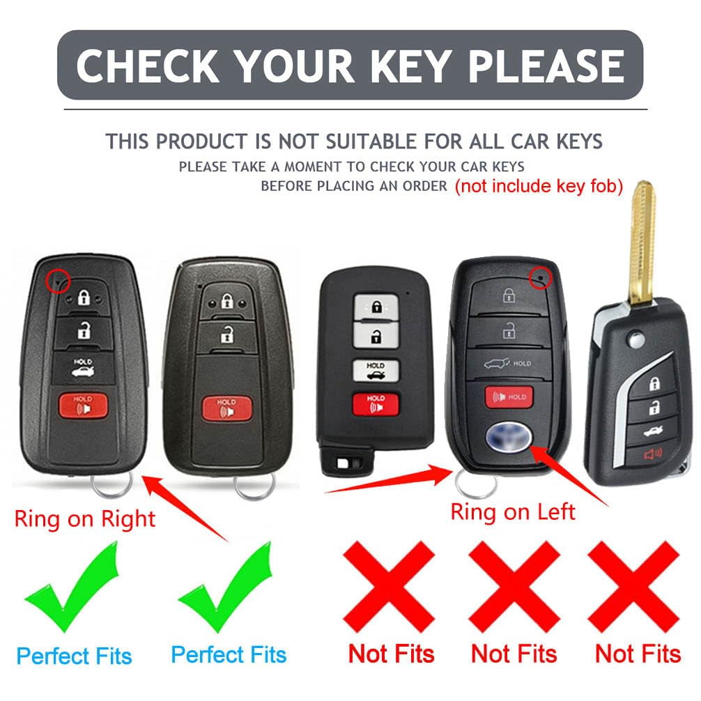 for Toyota Key Fob Cover, for Camry RAV4 Highlander Avalon C-HR Prius Corolla GT86 Key fob case Premium Soft TPU Full Cover Protection Smart Key Holder