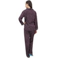 thumbnail image 3 of Bimba Dot Printed Wine Button-Down Shirt With Elastic Waist Pajama Pants-22, 3 of 5