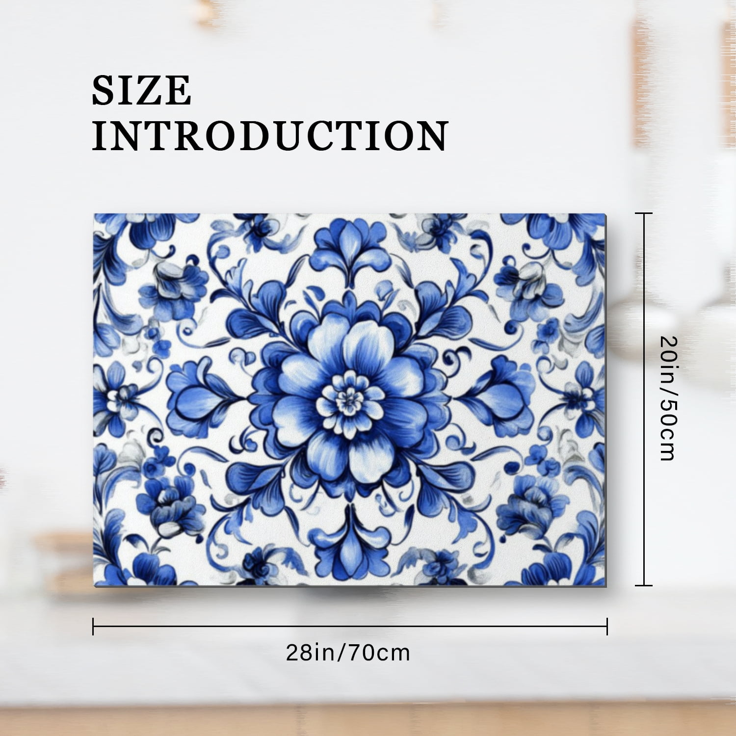 Electric Stove Top Cover, Blue White Acanthus Leaves Kitchen Cooktop Induction Protector, Square Foldable Stove Cover Mat for Kitchen RV (28×20 Inch)