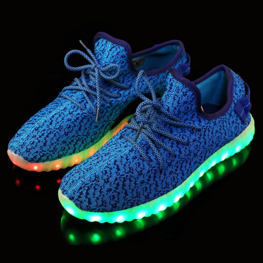 Unisex 7 LED Light Lace Up Luminous Shoes Sneaker Sportswear USB Rechargeable