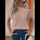 thumbnail image 2 of Camiseta Informal de Verano para Mujer, de Corta, con Hombros Descubiertos y Tejido Gofre, Color Caqui XL, 2 of 5