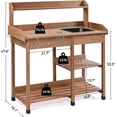 thumbnail image 3 of Potting Bench Outdoor Garden Work Bench Station Planting Solid Wood Construction for Horticulture w/Sink Drawer Rack Shelves, 3 of 7