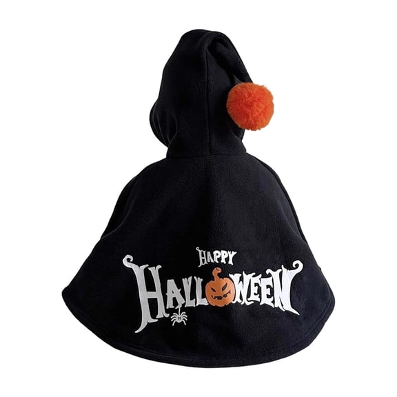 Ulitacool Boy'S Coats Halloween Hooded Loose‑Fit Cape For Holiday Party Dress‑Up Toddler Trend Tops Black