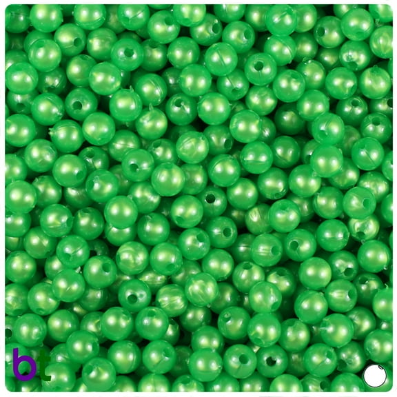 BeadTin Spring Green Pearl 6mm Round Plastic Beads (500pcs)
