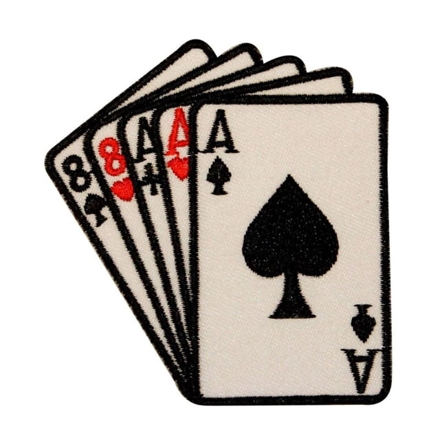 Poker Dead Mans Hand Patch Ace Eight Gamble Cards Embroidered Iron On Applique