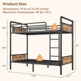 thumbnail image 5 of Hijob Bunk Bed (Convertible into 2 Seperate Beds), Twin over Twin Bunk Bed, Antique Heavy Duty Metal Bed Frame with Storage Bag&Hooks for Adults Teens,Black&Brown, 5 of 9