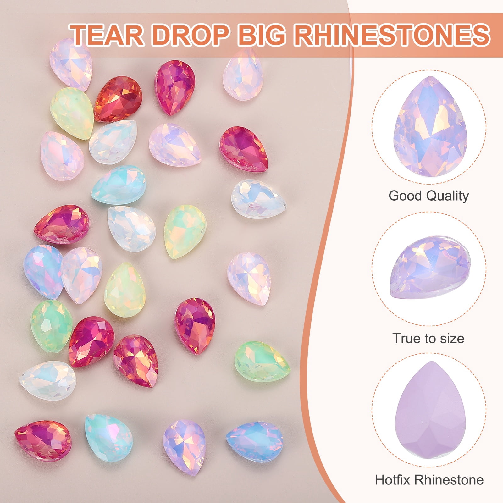 Uxcell 0.71'' x 0.51'' Tear Drop Rhinestones for Nails Pointed Back Rhinestones Setting Crystals Stone Purple 112 Pcs