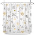 thumbnail image 5 of Winter Snowflake Shower Curtain Merry Christmas Gold Sliver Big Small Snowflake Shower Curtain for Bathroom Winter Holiday Xmas Eve Decor Fabric Bath Curtain 72x72 Inches with Hooks, 5 of 6