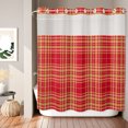 thumbnail image 2 of No Hook Shower Curtain, Buffalo Plaid Shower Curtains for Bathroom with See Through Top Window, Amber Orange Farmhouse Gingham Striped Waterproof & Washable Bath Curtain Standard 72"x72", 2 of 9