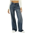 thumbnail image 2 of Awdenio Women's Jeans Clearance, Women's Solid Color Fashion Casual Loose Broad Leg Full Length Pants Jeans On Sale, 2 of 7