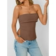 thumbnail image 5 of Going Out Tube Tops for Women 2025 Trendy Summer Off Shoulder Backless Cute Shirts Vacation Dark Brown S, 5 of 9