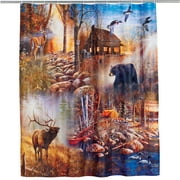 Collections Etc Woodland Nature Collage Shower Curtain 72.25" x 72"