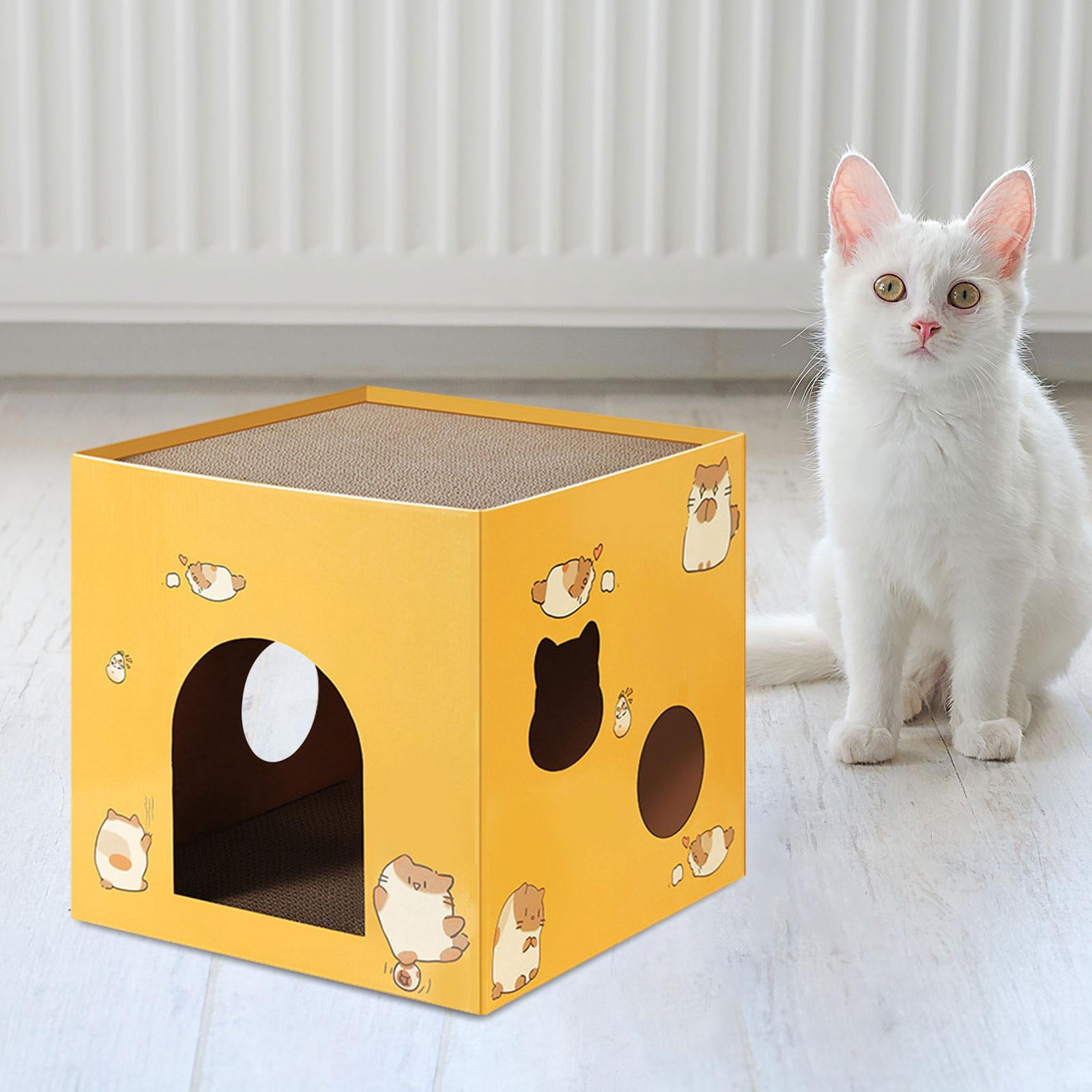 Bvdfgk Cat Box Cats Bed Pet Supplies Accessories with Scratch Pads Corrugated Cardboard Yellow L