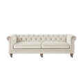 thumbnail image 4 of Londynn Sofa Beige Velvet 93L x 33.5W x 30.3H Button Tufted Rolled Arm, 4 of 8