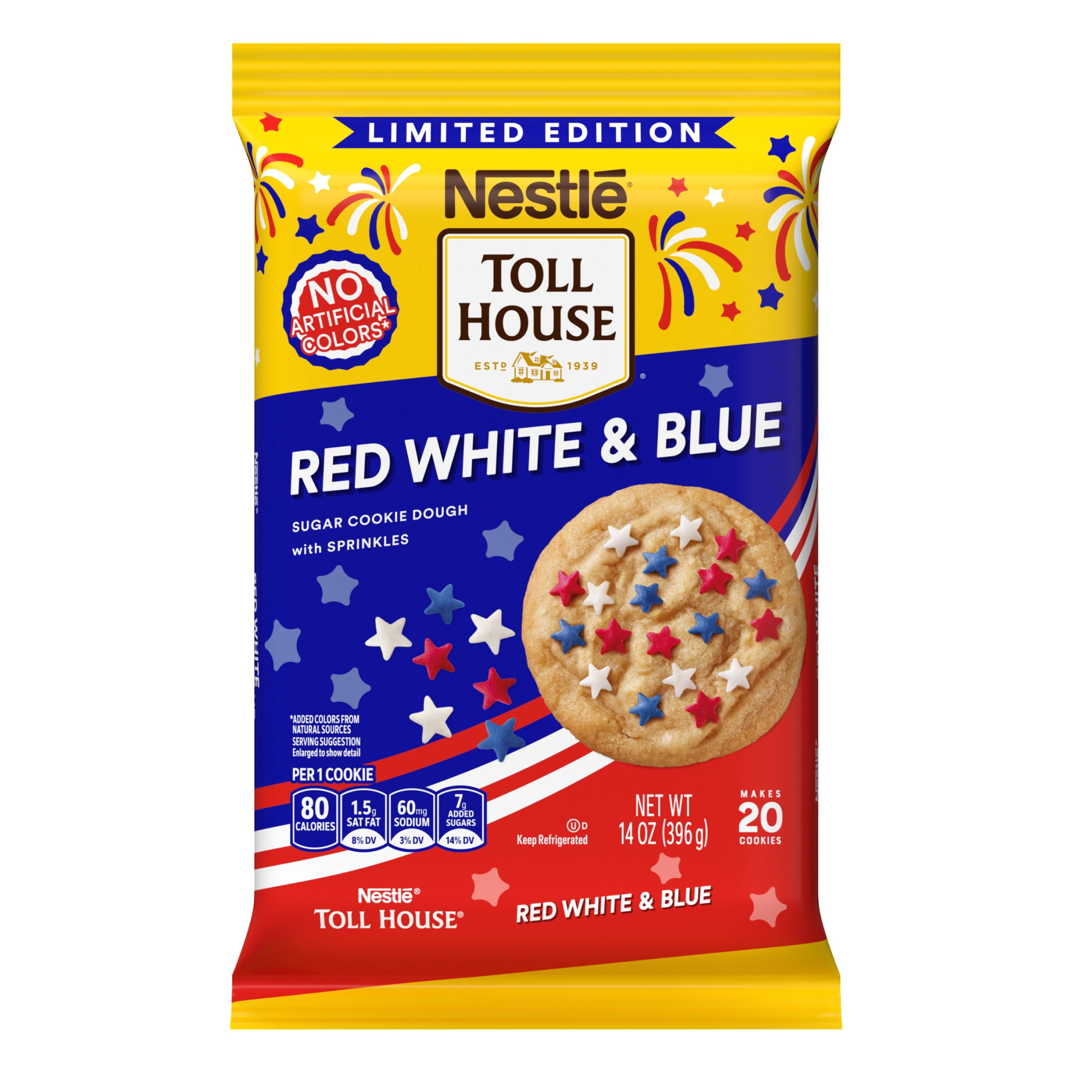 NESTLÉ TOLL HOUSE Red White & Blue Sugar Cookie Dough with Sprinkles 14oz Pack