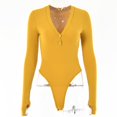 thumbnail image 3 of Spice Chick-Style V-Neck Skinny Undershirt Solid Color Low-Cut Jumpsuit, 3 of 5