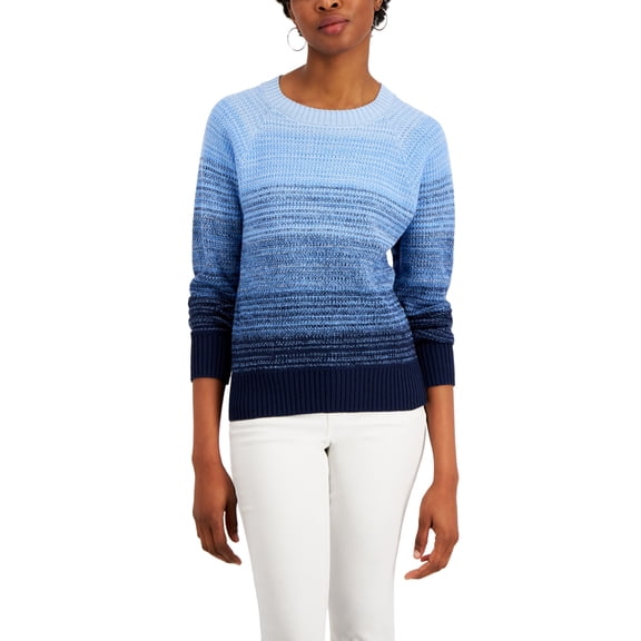Charter Club Long Sleeve Ombre Sweater Charming Blue Combo XL