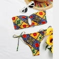 thumbnail image 3 of Plus size Swimsuits Women Boho Style Geometric Print Bandeau Tie Side Swimsuit BIkini Beachwear Yellow 8(L), 3 of 9