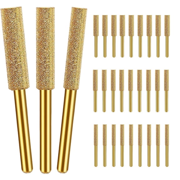 ZUNTENG 30Pcs Diamond Chainsaw Sharpener Set with 3 Sizes (5/32", 3/16", 7/32") Chainsaw File Bits, Professional Sharpening Kit