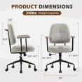 thumbnail image 2 of ECOTOUGE Home Office Chair, Adjustable Faux Leather Desk Chair for Home Office, Mid Century Modern Comfy Computer Chair with Wheels, Upholstered Desk Chair with Armrests for Home Office, Grey, 2 of 16