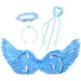 thumbnail image 2 of TiaoBug Angel Feather Wings with Headband Fairy Stick Accessory Set for Themed Party Fancy Dress-up Sky Blue L, 2 of 3