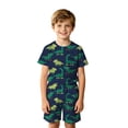 thumbnail image 4 of Boys 2 Piece Outfits Cartoon Construction Truck Dinosaur Print Short Sleeve T-Shirt and Elastic Waist Shorts, Kids Summer Casual Outfit for School Outdoor Daily Wear(Navy,2-3 Years), 4 of 4