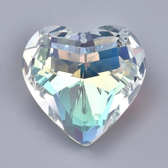 1pc K9 Glass Rhinestone Crystal AB Pendants Faceted Heart 44x45.5x27.5mm Hole: 1.4mm