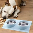 thumbnail image 2 of Homyl Tilted Raised Double Stainless Steel Food & Water Bowl Set, Silver (2 Pack), 2 of 8