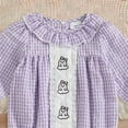 thumbnail image 5 of Staki Baby Long Sleeve Bodysuit Baby Girl Outfit Romper Long Sleeve Smocked Bodysuit Cute Fall Clotthes(Purple,0-3 Months), 5 of 5