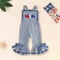 thumbnail image 2 of gdxvjhbj Toddler Girls Rompers Little and Infant Girls Overall Long Pants Ripped Romper with Pockets 3T 4T (Dark Blue,3-4 Years), 2 of 5