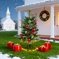 thumbnail image 4 of 30 Inch Artificial Christmas Tree with LED Lights Battery Operated Outdoor Xmas Tree with Pine Cones Golden Red Berries for Porch Pathway Holiday Decor, 4 of 6