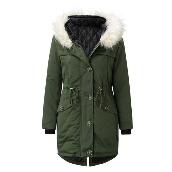 Women's Plus Size Winter Coat Recycled Puffer Jacket Warm Thicken Parka Overcoat with Removable Hood