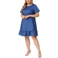 thumbnail image 2 of Vestido de mujer Agnes Orinda Chambray Casual Azul Marino 4XL, 2 of 6