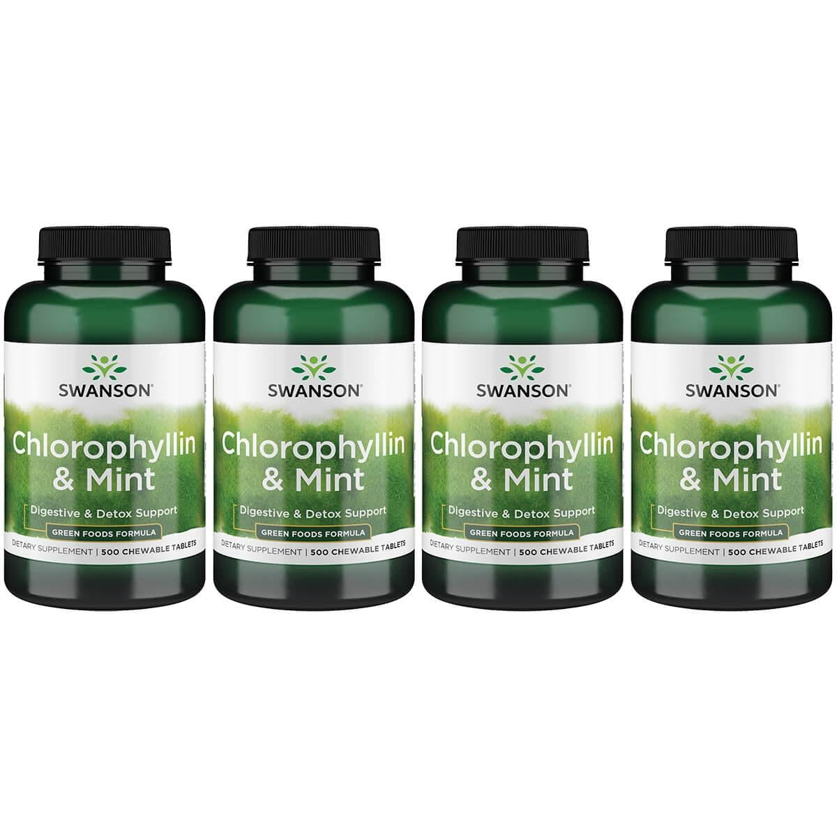 Swanson Chlorophyllin & Mint 500 Chwbls 4 Pack