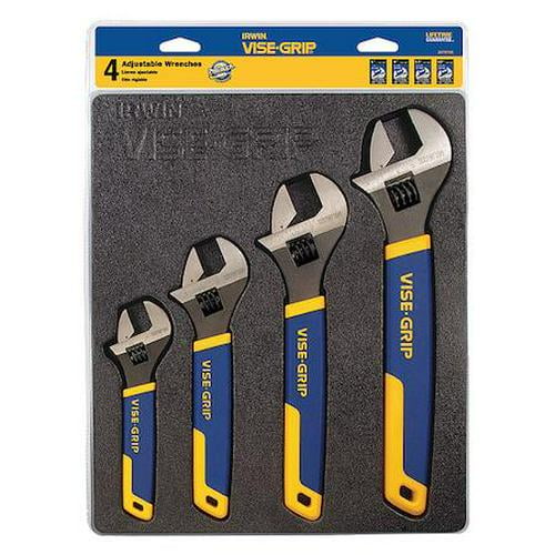 Irwin Vise-Grip Adjustable Wrench Set, 6 in, 8 in, 10 in, 12 in, Chrome, 4-Piece