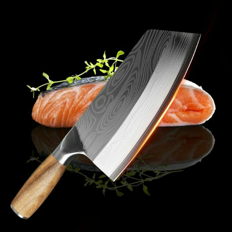 Cooking Light Heavy Duty Chopper Multipurpose, Ergonomic Handle, Butcher  Knife, High Carbon Stainless Steel Blade, 7 Inch Meat Cleaver, Black
