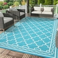 thumbnail image 2 of HOMERRY Geometric Moroccan Outdoor Rug Straw Plastic Area Rug for Balcony Pool RV Waterproof Reversible Carpet, Light Blue, 9'x 12', 2 of 6