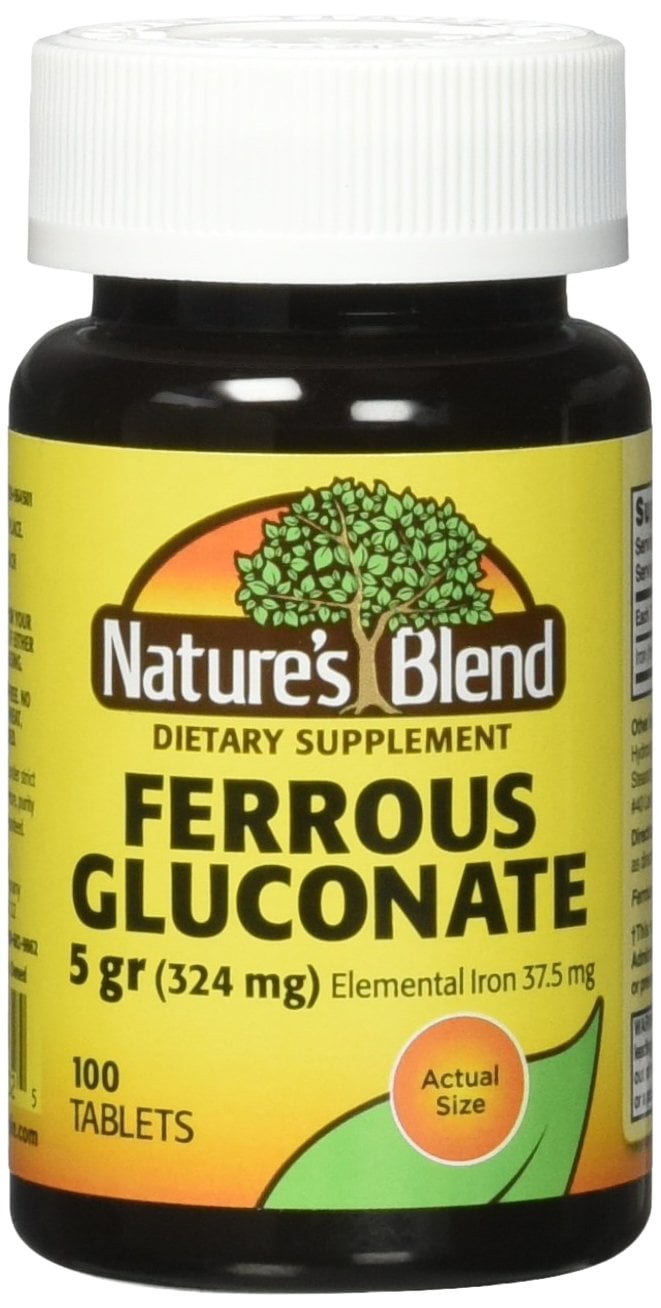 Nature's Blend Ferrous Gluconate Tablets 324 mg, 100 Count Pack of 2