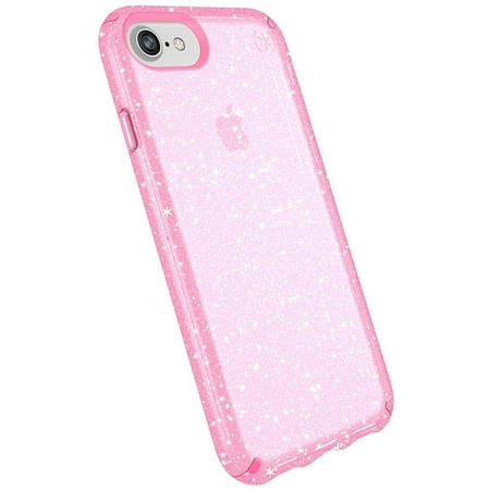 Speck Products Presidio Glitter Case for iPhone 8, iPhone 7, iPhone 6/6S - Bulk Packaging - Bella Pink Clear/Gold Glitter