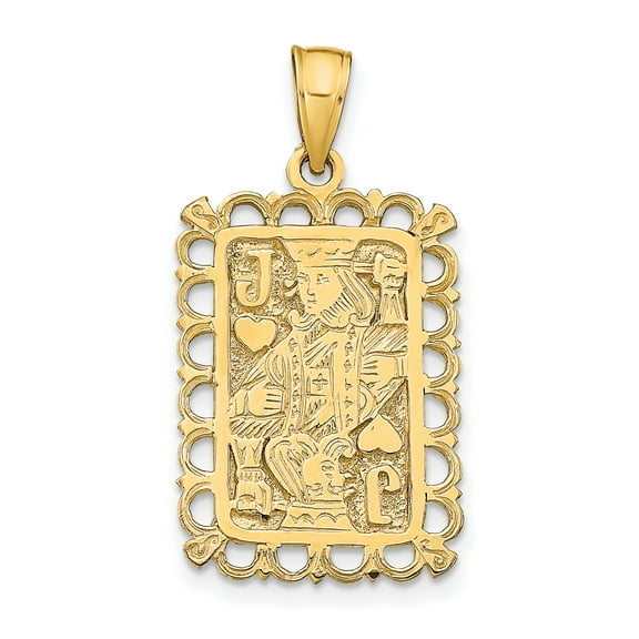 FJC Finejewelers 14k Yellow Gold Jack Playing Cardlace Trimengrave Charm