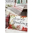thumbnail image 2 of Seasons Greetings Poinsettia Printed and Embroidered Christmas Throw Pillow, 14" x 22", 2 of 7