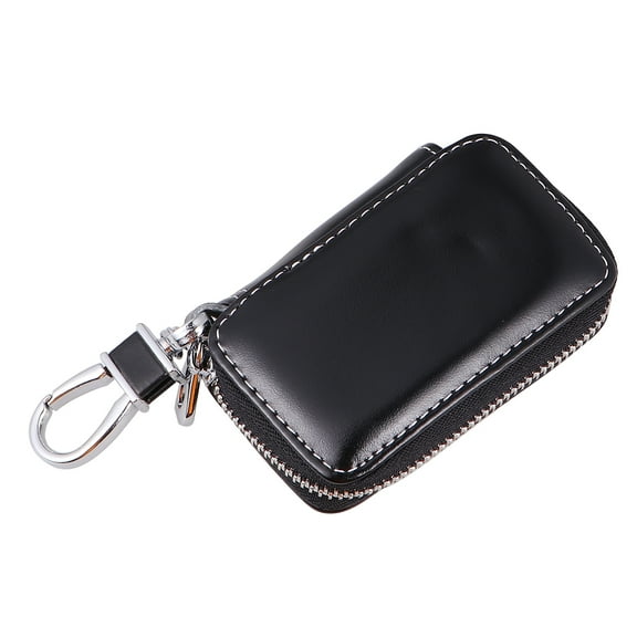Hanging Waist Key Pouch Leather Car Bag Keychain Holder Wallet Black