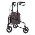 thumbnail image 1 of Rhythm Healthcare Rally Lite Aluminum 3-Wheel Folding Walker with Tote, Red, 1 of 6