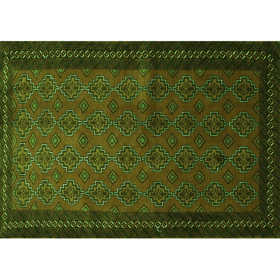 Ahgly Company Indoor Rectangle Southwestern Green Country Area Rugs, 2' x 3'