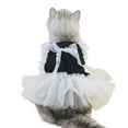 thumbnail image 1 of Pet Dress Bowknot Design Hollowed Lace Mesh Patchwork - Pleated Hem Striped Photography Prop - Princess Cat Dog Wedding Dress - for Small Dog Girl, 1 of 8