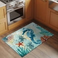 thumbnail image 2 of 2x3 Ft Entryway Area Rug, Sea Seahorse Coastal Kitchen Rug Runner Washable Floor Mat, Turquoise Nautical Summer Coral Vintage Non Slip Indoor Door Mat Throw Carpet for Bathroom Living Room Bedroom, 2 of 8