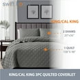 thumbnail image 6 of Swift Home 3PC Reversible Diamond Stitch Soft Quilt & Sham Set, Dark Grey, Full/Queen, 6 of 6